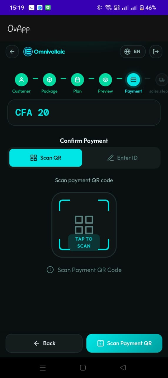 Payment screen